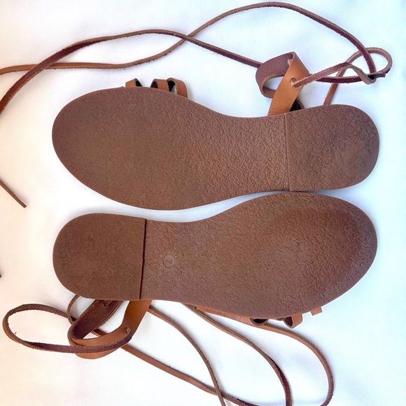 Madewell The Boardwalk Lace-Up Strappy Sandals, Cognac, Brown, Tan, Size 7 - Picture 3 of 14